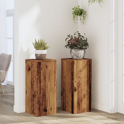 vidaXL Plant Stands 2 pcs Old Wood 30x30x70 cm Engineered wood