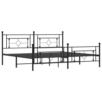 vidaXL Metal Bed Frame without Mattress with Footboard Black 193x203 cm