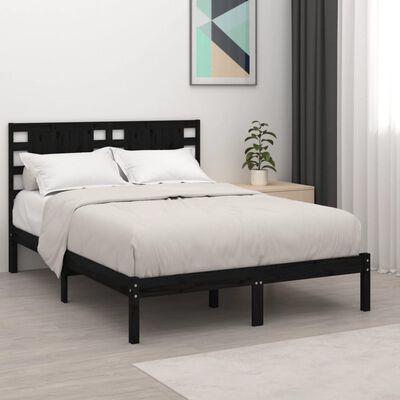 vidaXL Bed Frame without Mattress Black 120x190 cm Small Double Solid Wood