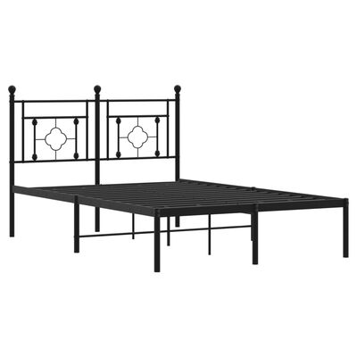 vidaXL Metal Bed Frame without Mattress with Headboard Black 120x190 cm Small Double