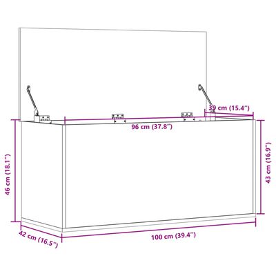 vidaXL Storage Box Concrete Grey 100x42x46 cm Engineered Wood