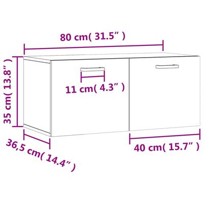 vidaXL Wall Cabinet Sonoma Oak 80x36.5x35 cm Engineered Wood