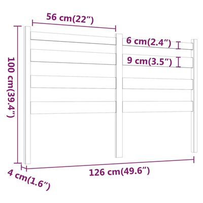 vidaXL Bed Headboard Grey 126x4x100 cm Solid Wood Pine