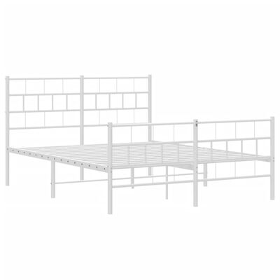 vidaXL Metal Bed Frame without Mattress with Footboard White 140x190 cm