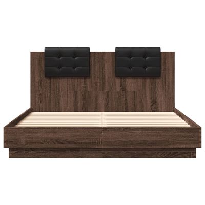 vidaXL Bed Frame with LED without Mattress Brown Oak 150x200 cm King Size