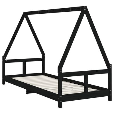 vidaXL Kids Bed Frame Black 80x200 cm Solid Wood Pine