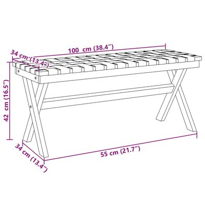 vidaXL Garden Bench Black Solid Wood Acacia and Fabric