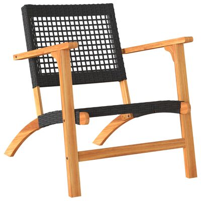 vidaXL Garden Chairs 2 pcs Black Poly Rattan and Acacia Wood