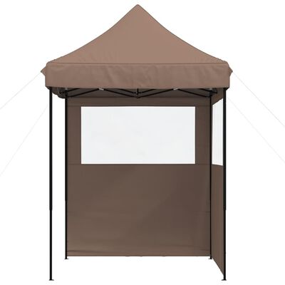 vidaXL Foldable Party Tent Pop-Up with 2 Sidewalls Brown