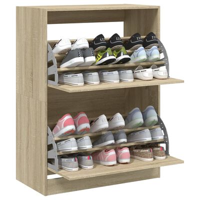 vidaXL Shoe Cabinet with 2 Flip-Drawers Sonoma Oak 80x42x108 cm