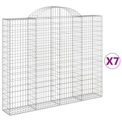 vidaXL Arched Gabion Baskets 7 pcs 200x30x160/180 cm Galvanised Iron