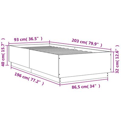 vidaXL Bed Frame without Mattress Smoked Oak 90x200 cm