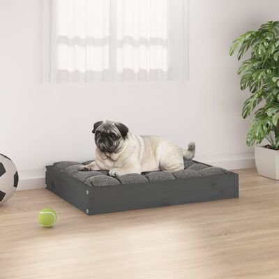 vidaXL Dog Bed Grey 61.5x49x9 cm Solid Wood Pine