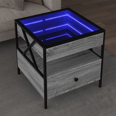 vidaXL Coffee Table with Infinity LED Grey Sonoma 50x50x51 cm