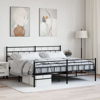 vidaXL Metal Bed Frame without Mattress with Footboard Black 183x213 cm