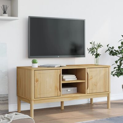 vidaXL TV Cabinet FLORO Wax Brown 114x43x55 cm Solid Pine Wood