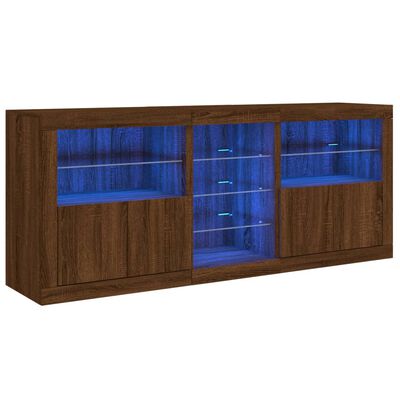 vidaXL Sideboard with LED Lights Brown Oak 162x37x67 cm