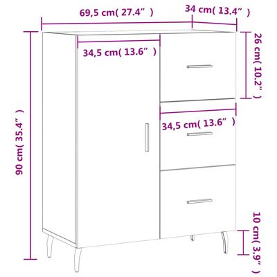 vidaXL Sideboard Grey Sonoma 69.5x34x90 cm Engineered Wood