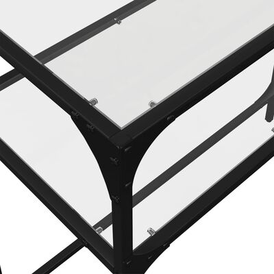 vidaXL Console Table with Transparent Glass Top 98x35x81 cm Steel