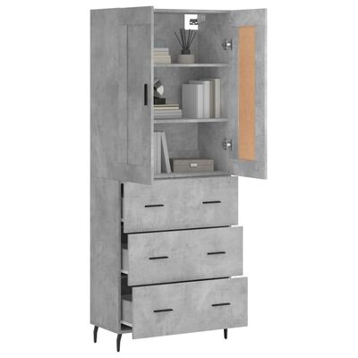 vidaXL Highboard Concrete Grey 69.5x34x180 cm Engineered Wood