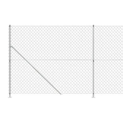 vidaXL Chain Link Fence with Flange Silver 1.6x25 m