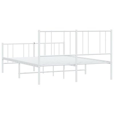 vidaXL Metal Bed Frame without Mattress with Footboard White 120x190 cm Small Double