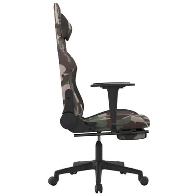 vidaXL Swivel Gaming Chair with Footrest Black and Camouflage Fabric