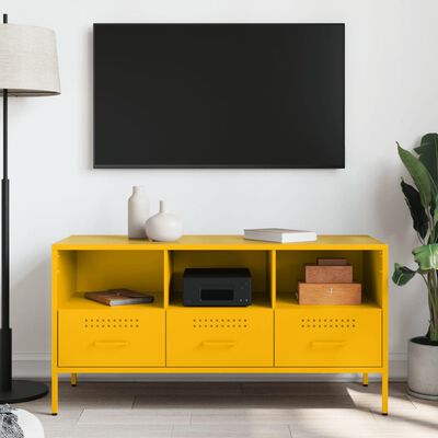 vidaXL TV Cabinet Mustard Yellow 100.5x39x50.5 cm Steel