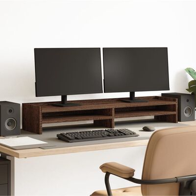 vidaXL Monitor Stand Brown Oak 100x24x16 cm Engineered Wood