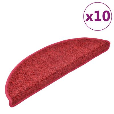 vidaXL Stair Mats 10 pcs 56x17x3 cm Bordeaux Red