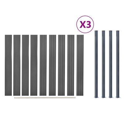 vidaXL Fence Panel Set Grey 526x186 cm WPC