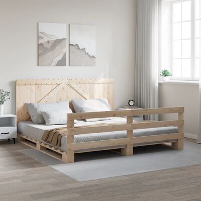 vidaXL Bed Frame without Mattress with Headboard 180x200 cm Super King Solid Wood