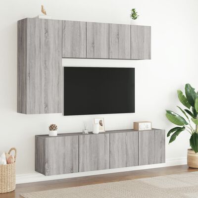 vidaXL TV Cabinets Wall-mounted 2 pcs Grey Sonoma 60x30x41 cm