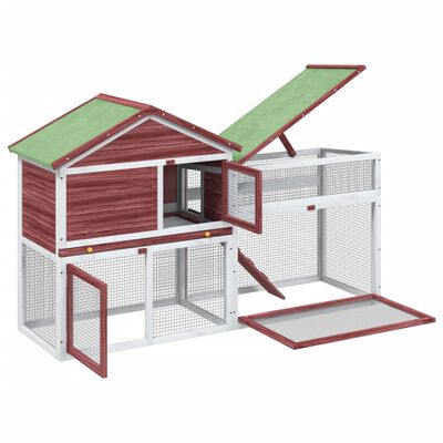 vidaXL Rabbit Hutch Mocha 185.5x60.5x109.5 cm Solid Wood Pine