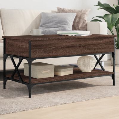 vidaXL Coffee Table Brown Oak 100x50x50 cm Engineered Wood and Metal