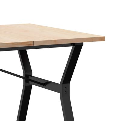 vidaXL Dining Table Y-Frame 180x90x75.5 cm Solid Wood Pine and Cast Iron