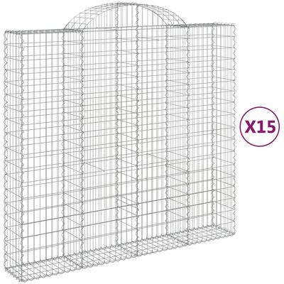 vidaXL Arched Gabion Baskets 15 pcs 200x50x180/200 cm Galvanised Iron