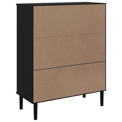 vidaXL Highboard SENJA Rattan Look Black 90x40x112 cm Solid Wood Pine