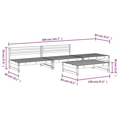 vidaXL 4 Piece Garden Lounge Set Grey Solid Wood Pine