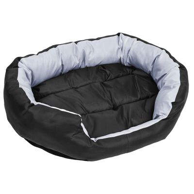 vidaXL Reversible & Washable Dog Cushion Grey and Black 85x70x20 cm