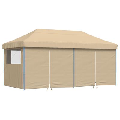 vidaXL Foldable Party Tent Pop-Up with 4 Sidewalls Beige