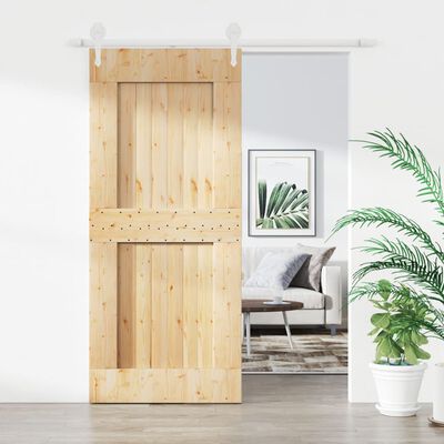 vidaXL Sliding Door with Hardware Set 90x210 cm Solid Wood Pine