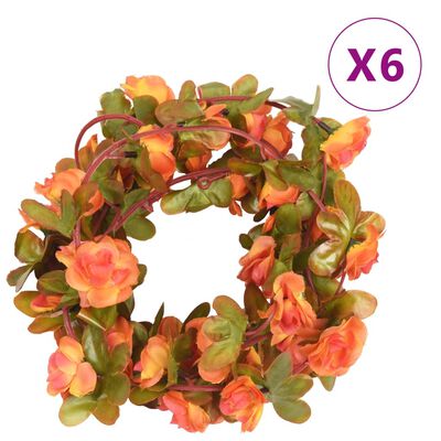 vidaXL Christmas Flower Garlands 6 pcs Orange 250 cm