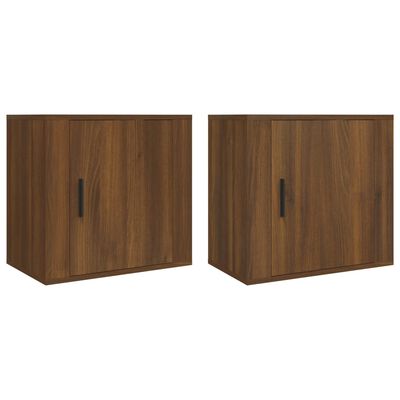 vidaXL Wall-mounted Bedside Cabinets 2 pcs Brown Oak 50x30x47 cm