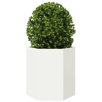 vidaXL Garden Planter White Hexagon 46x40x45 cm Steel