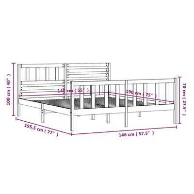 vidaXL Bed Frame without Mattress White Solid Wood 140x190 cm (810063+814145)