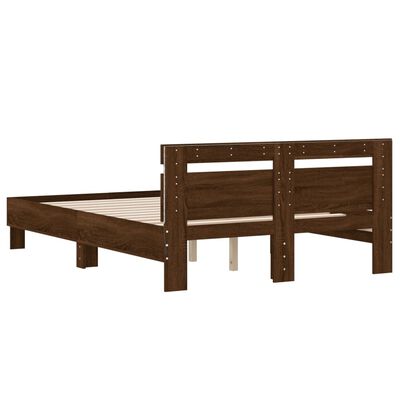 vidaXL Bed Frame with LED without Mattress Brown Oak 135x190 cm Double