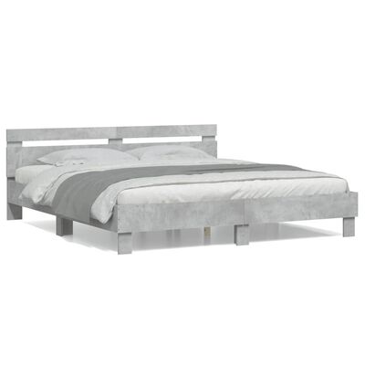 vidaXL Bed Frame without Mattress Concrete Grey 200x200 cm