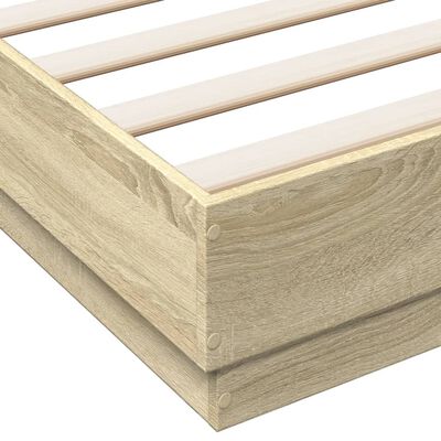 vidaXL Bed Frame with LED without Mattress Sonoma Oak 135x190 cm Double