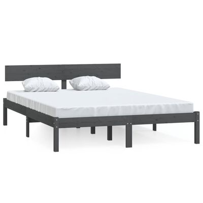 vidaXL Bed Frame without Mattress Grey Solid Wood 200x200 cm